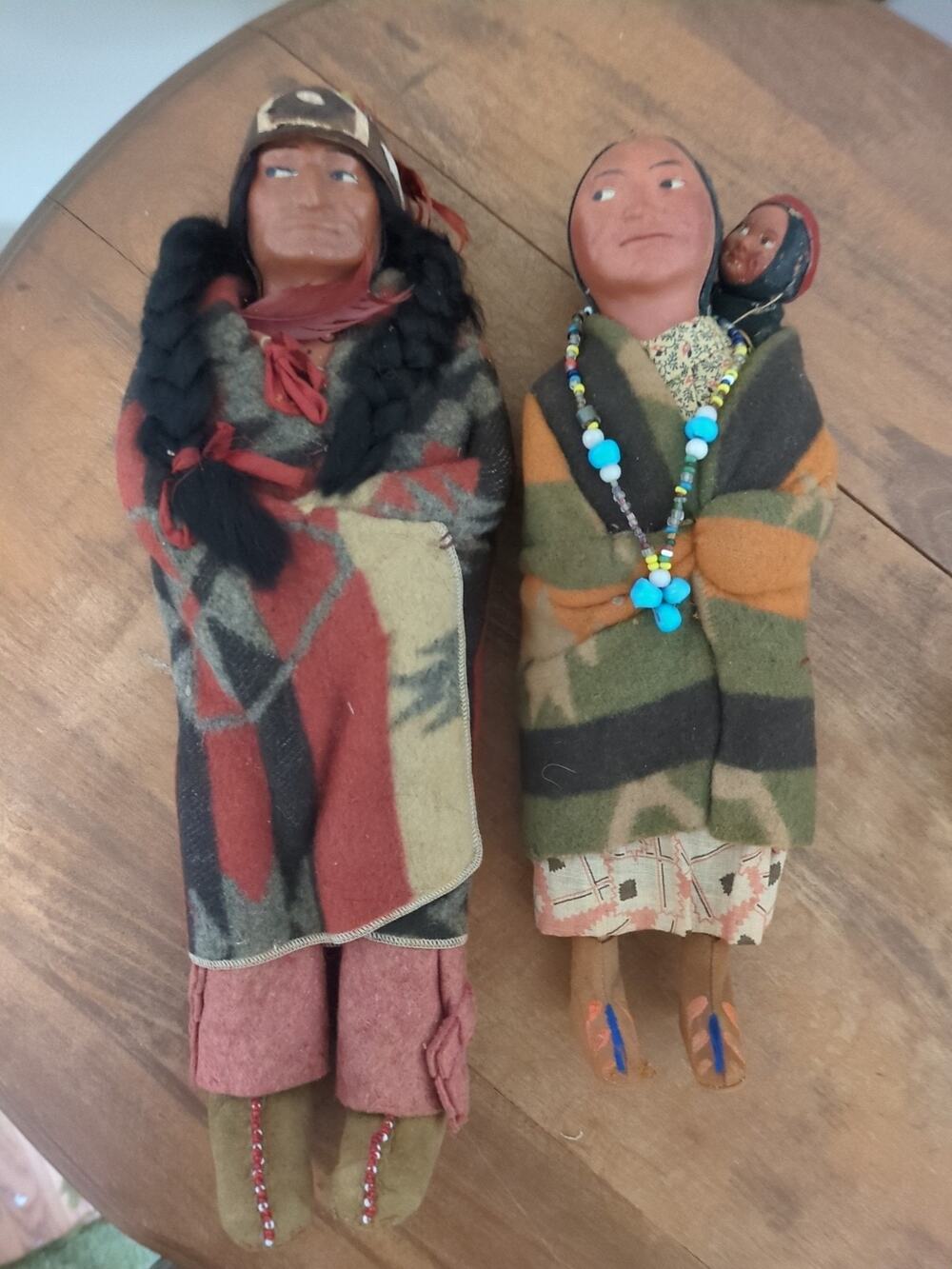 Vintage Pair Of Skookum Dolls Native American Family